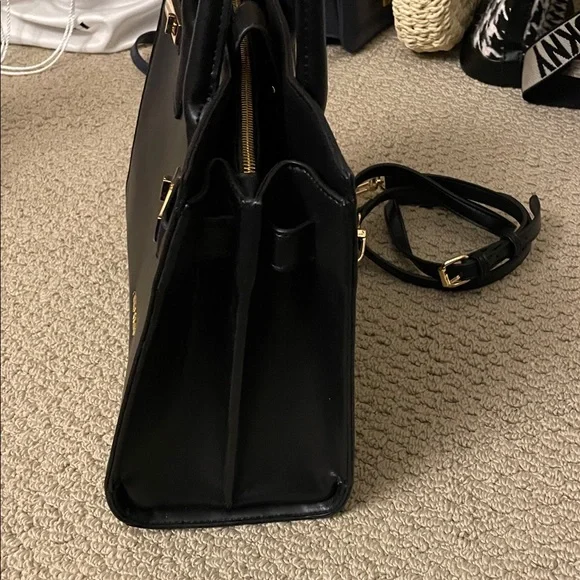 Anne Klein Black Satchel with Gold Accents - Picture 5 of 11